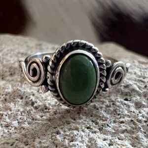 ❤️ Sonoran Gold Turquoise 5.5 Size Ring 925 Southwestern Navajo Style 1.9 Gram